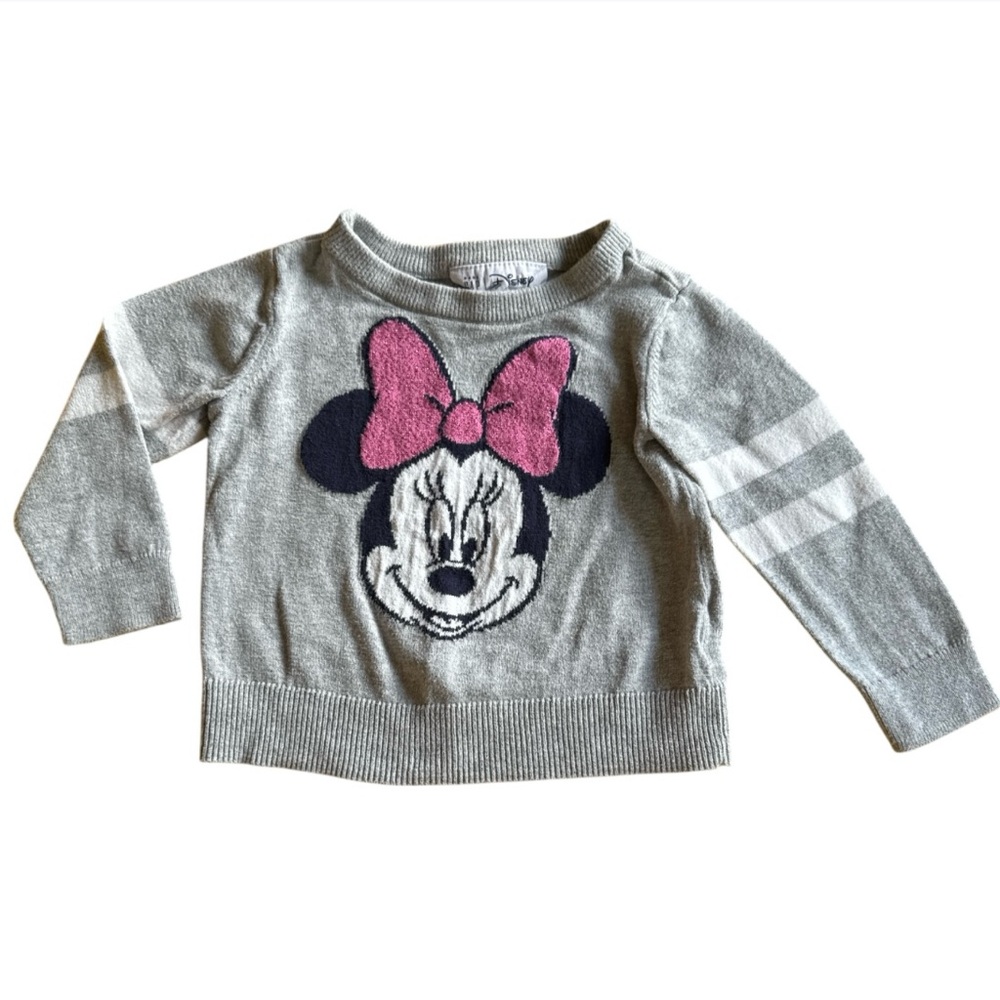 GAP Disney Gray Sweater with Minnie Mouse with Pink Sparkly Bow size 18-24M